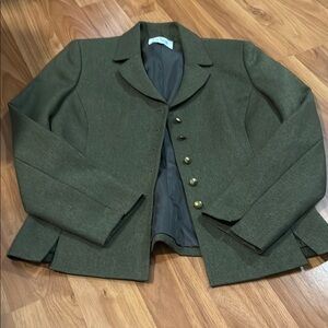 Olive Green Blazer with Gold Buttons